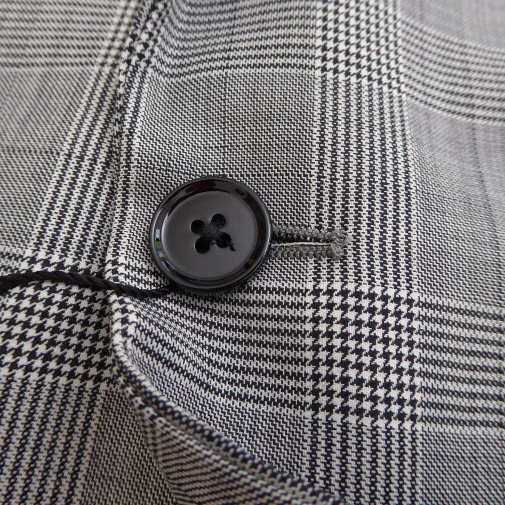 Express Mens Suit Jacket Gray Glen Plaid Wool Blend Photographer Fitted 42L